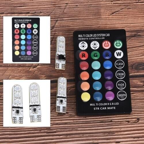 2pcsT10 LED Car Lights with remote control DC 12V colorful burst flashing wide lights