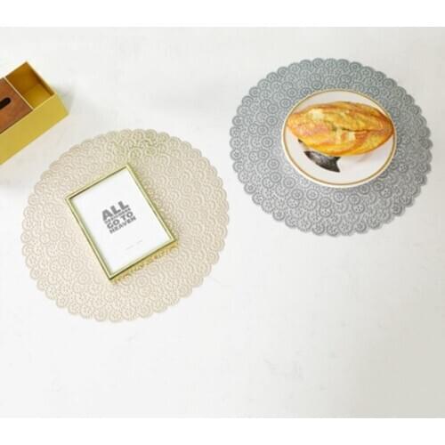 38CM Round Hollow PVC Placemat Kitchen Dining Table Mats Nordic Western Mat No Slip Insulation Pads Hotel Restaurant Home Decor