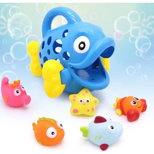 6 PCS Speed Childrens bath, water playing toy, swallow fish, water spraying animal, beach, water playing toy, house keeping