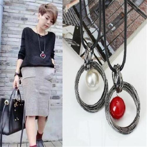 Ahmed Jewelry Popular Korea Metal Imitation Pearl Pendants Necklaces Woman 2018 Hot Long Sweater chain Necklace Free Shipping