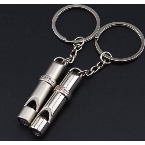 FREE SHIPPING by FEDEX 100pairs/lot New Design Metal Mini Whistle Couple Keychains Lovers Keyrings for Wedding Gifts