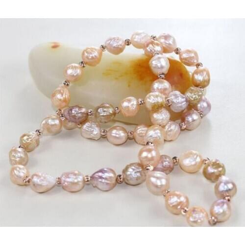Free shipping gorgeous 20-25mm baroque multicolor pearl necklace 24inch 925s