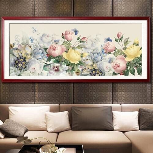 Color flower Large 5D DIY Diamond Painting Full Square Drill Embroidery Round Mosaic Needlework Rose peony decoration AA2765