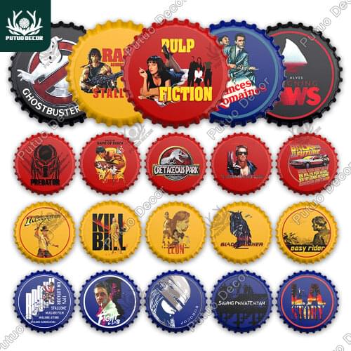 Putuo Decor Movie Bottle Cap Decor Tin Sign Metal Sign Plaque Man Cave Pub Bar Club Living Room Wall Decoration