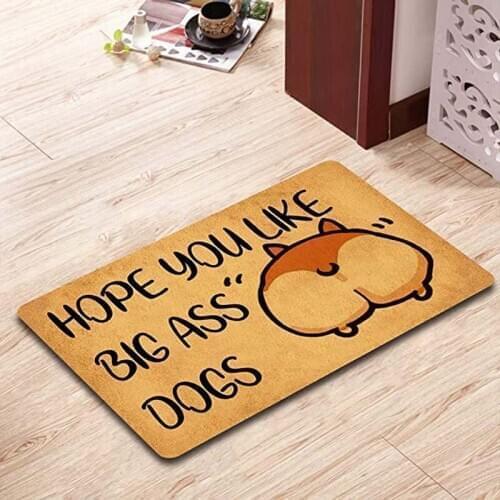 Welcome Mat for Front Door Entrance Way, Decorative Floor Mat Owl Hope You Like Big Ass Dogs Doormat Doormat with Non Slip Back