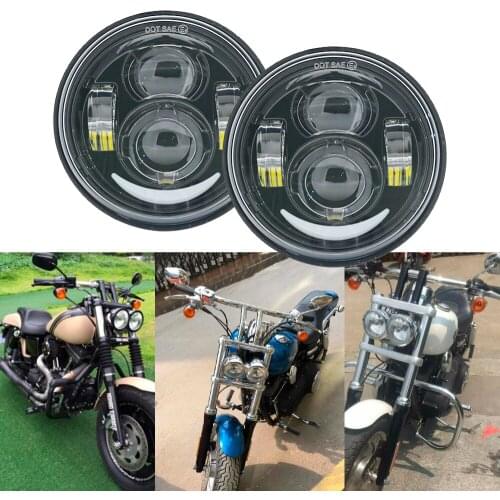 6pair 5 inch Black LED Headlight Projector Halo Ring High Low Beam Motorcycle Double head lamp DRL