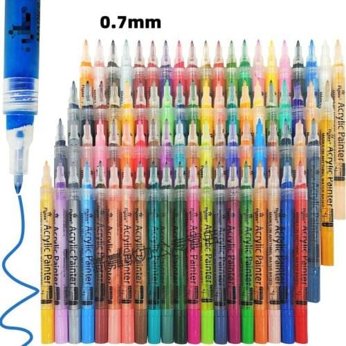 Flysea12-80Colors Acrylic Paint Marker Body Painting Hook Line Pen DIY Photo Album Clothes Shoes Non-Fading Waterproof 0.7mm nib