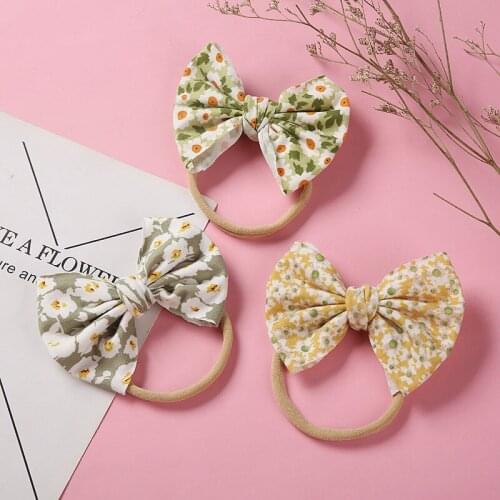 Girls Bows Cotton Headband Printed Baby FloralHairband Stretchy Head Band Summer Traceless Scrunchies Children Hair Accessories