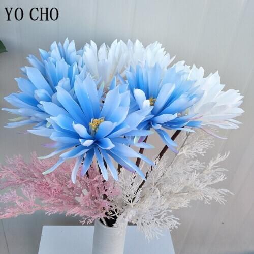 YO CHO Artificial Flower Silk Epiphyllum Single Branch Night Blooming Cereus Flower Arrangement DIY Bouquet Wedding Home Decor