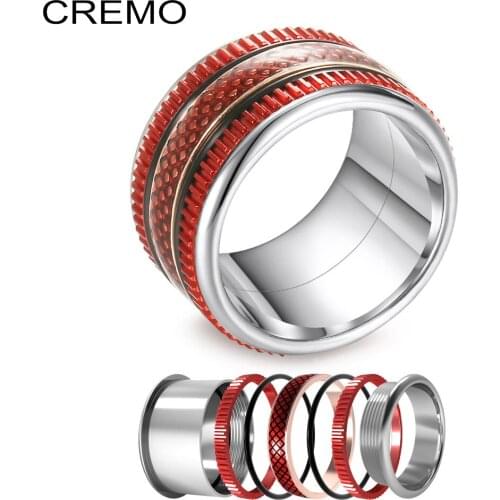 Koaem Filled Fidge Rings Stackable Women Band Rings 6mm Wide Brown Enamel Accessories Jewelry Multi Vintage Stainless Steel Ring