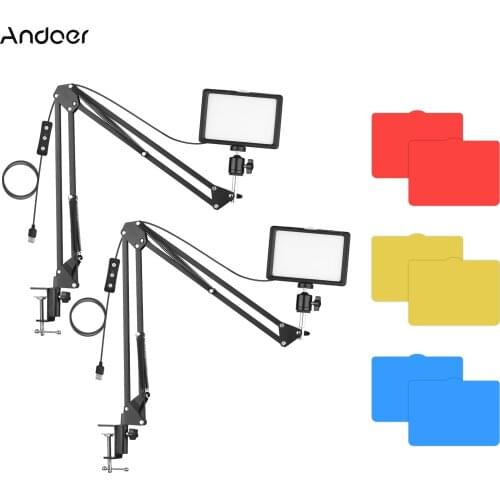Andoer USB Video Conference Lighting Kit with 2 * LED Video Lights 5600K Dimmable for Video Recording Online Meeting Teaching