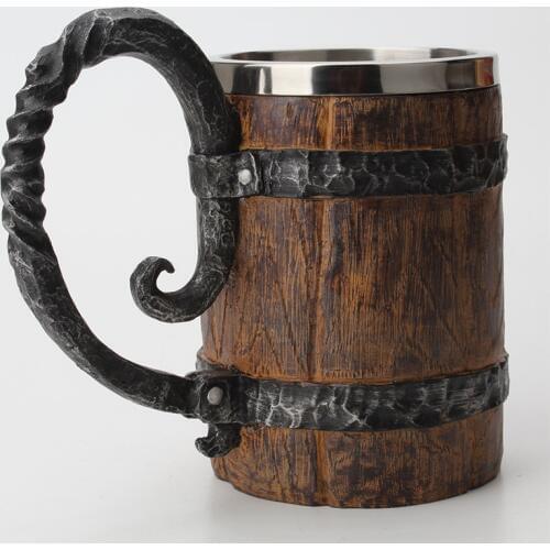 550ml 3D Beer Mug Double Layer Beer Mugs Creative Simulation Wooden Barrel Drinkware Coffee Tea Mug with Handle BEST GOT Gift