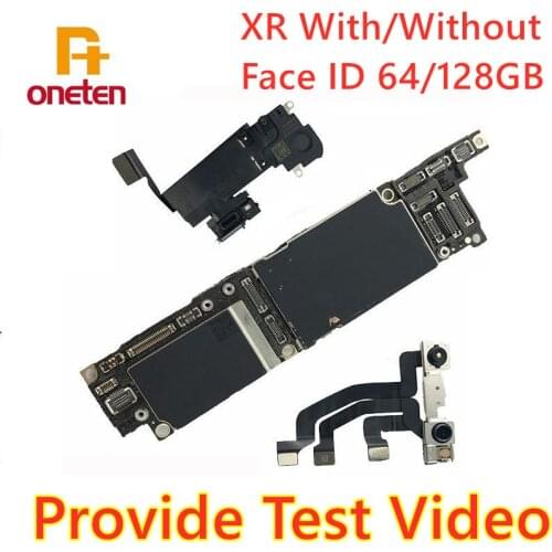 Good Working Motherboard For iPhone XR Unlocked Mainboard With Face ID Front Camera Flex Cable 64G 128G Test Well