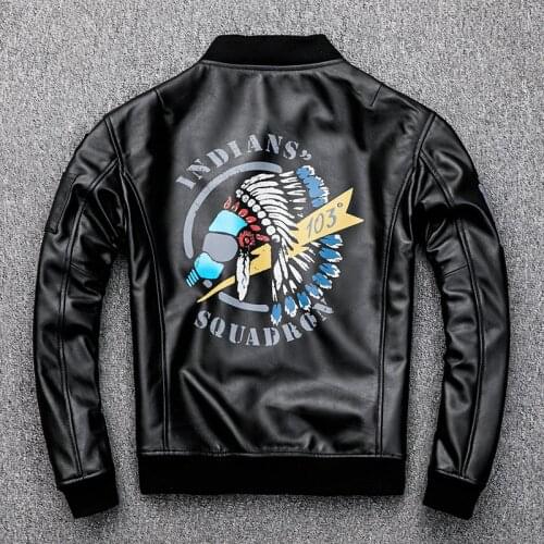 2021 Mens Genuine Leather Jacket Mens Short Motorcycle Leather Jacket Sheep Leather Baseball Uniform Leather Jacket