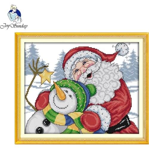 Joy sunday figure style Merry Christmas Santa Claus and snowman counted cross stitch kits for stitches and craft show
