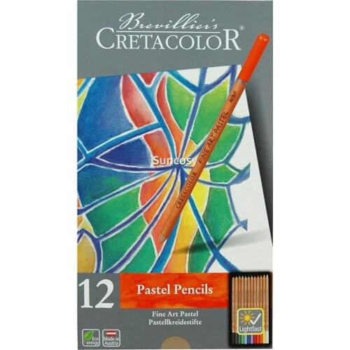 Cretacolor Fine Art Pastel Pencil Set, Set of 12, Multi-color, Can Be Smudged and Blended,Art supplies