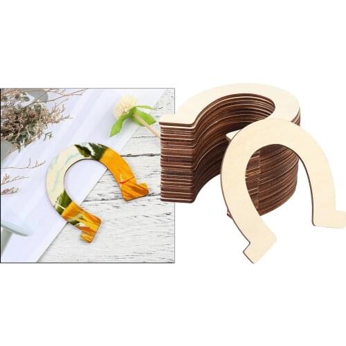 Unpainted DIY Wooden Slices Horseshoe Cutouts Wood Pieces for Rustic Wedding Centerpiece Themed Party Hanging Decor