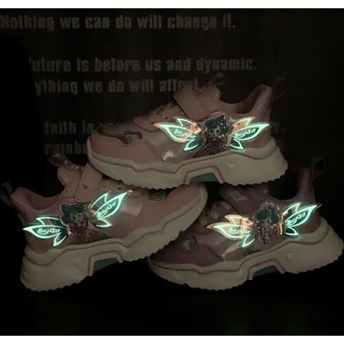 2021 spring and autumn new girls running sneakers luminous fashion childrens single shoes casual travel shoes little girls
