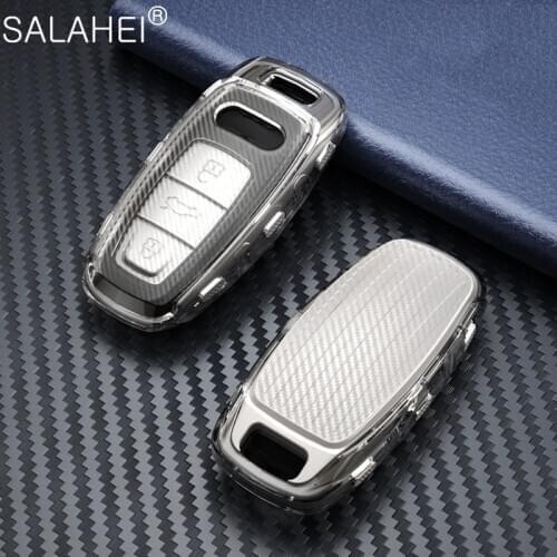 New Arrival Soft TPU Car Key Cover Case Holder For Audi A6 A6L A7 A8 Q8 E-tron C8 D5 2018 2019 2020 Auto Key Shell Accessories