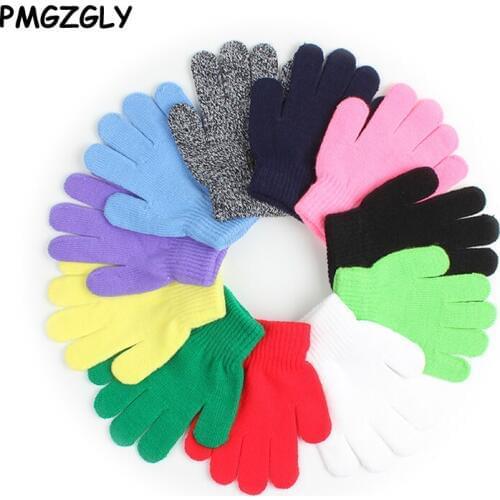 Boys Gloves Winter Warm Baby Glove Children Knitted Stretch Mittens Kids Solid Girl Gloves Full Finger Glove Knitted Accessories