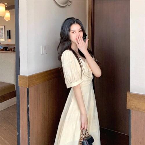 Dresses Women Mini Friends Holiday Sweet Girls Beach Style Leisure French Romance Temperament Summer Fashion Puff Sleeve A757