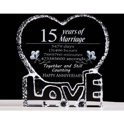 15th/20th Anniversary Gift for Her K9 Crystal LOVE Heart Sculpture Keepsake Gifts Keepsake Gifts for Her Wife Him Husband