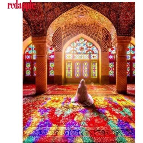 Full,Cross Stitch,Diamond Painting Islamic Mosque Diy Diamond Embroidery,5D,Wall,Sticker,square,Mosaic icon,beads,3d,home decor