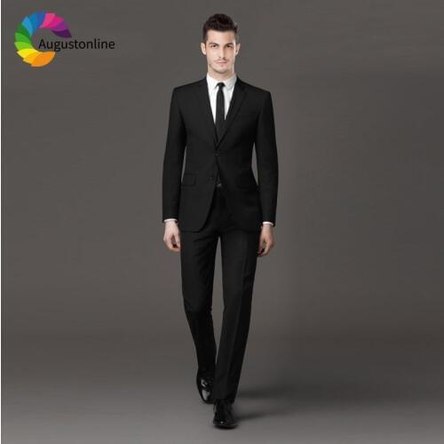 Formal Business Black Men Suits Wedding Man Suit with Pants Custom Made Groom Tuxedos Slim Fit Best Man Blazers Jacket 2Piece
