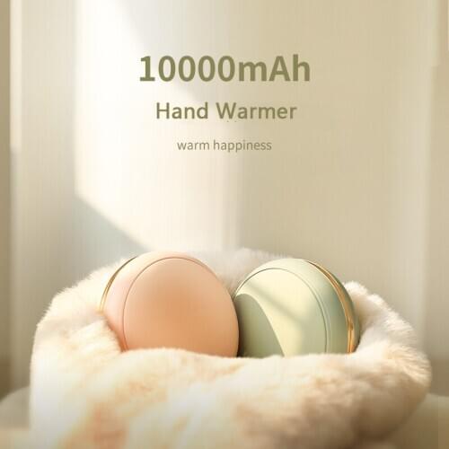 10000mAh USB Rechargeable Electric Hand Warmer Winter Double-Side Heating Mini Poverbank with Makeup Mirror Pocket Power Bank