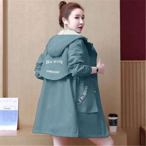 Drawstring Autumn Womens Trench Coats 2020 New Arrival Female Windbreaker Large Size Ladies Long Coats Casual Women Hoodies D6