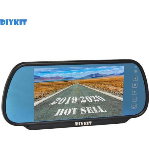 DIYKIT 7" TFT LCD Display Rear View Car Mirror Monitor HD Monitor 2 Video Input for Car CCD Camera Cam / DVD