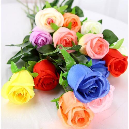 1pcs Free Shipping Fresh rose Artificial Flowers Real silk rose Flowers Home decorations for Wedding Party or Birthday 9 color