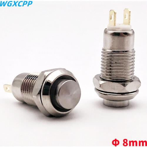 1pcs 8mm high head mini metal button switch self reset instantaneous self locking 2 inch 3A / 36V buttons
