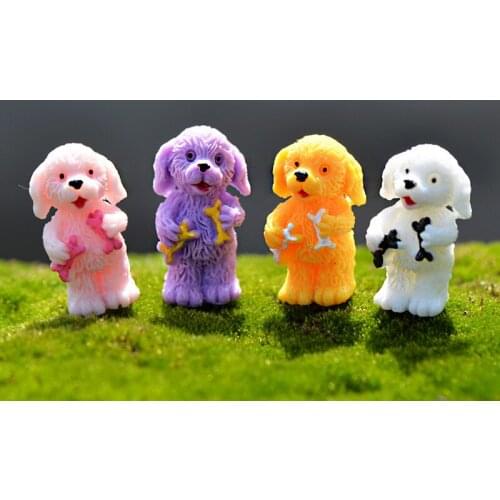 10PCS Curly Hair Dog Miniature Figurine Stand Walk Sit DIY Accessories Doll House Decoration Simulation Animal Models Toy