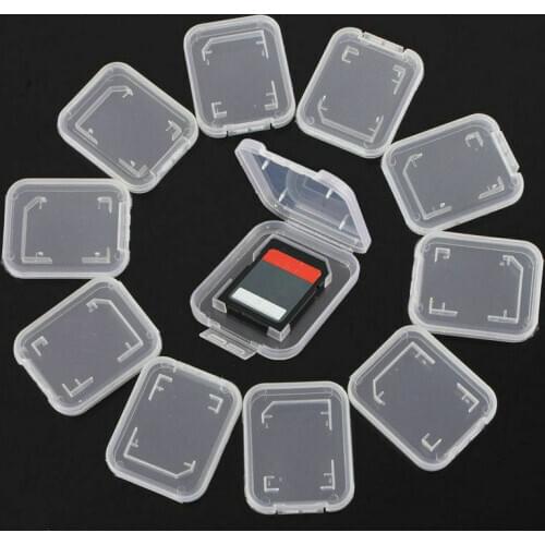 10PCS Portable Transparent Case Holder Box Storage Clear Standard Memory Plastic Card Case for Standard Memory Card