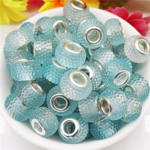 10Pcs Handmade Color Resin Bayberry Shape Large Hole Spacer Beads Charms Crystal Ball Beads Fit European Snake Chain Bracelet