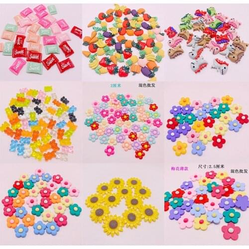 100pcs/lot Sweet resin candy colors fruit candies dragon bear flower heronsbill for key headwear phone decorates DIY accessories