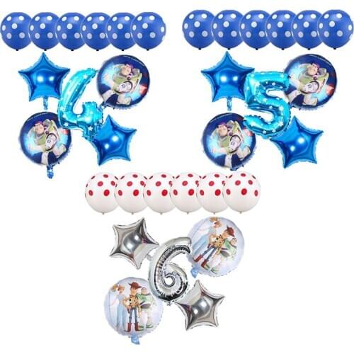 11pcs/set Toy Story Birthday Woody Buzz Lightyear Theme Foil Number Balloons Birthday Party Decorations Kids Classic Toys Gifts