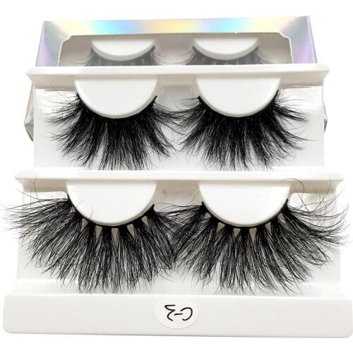18mm-25mm 100% 3D Real Mink Eyelashes Fuffy And Volume Long lashes 25mm Mink Lashes Fluffy Retail eyelash