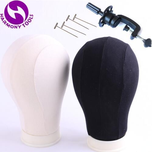 21"/22"/23"/24"/25" ) 1 Piece Beige OR Black Canvas Block Mannequin Head Cotton Canvas Head For Making Wigs