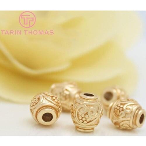 6PCS 9.7x8.5MM 24K Champagne Gold Color Plated Brass Oval Spacer Beads Bracelet Beads High Quality Diy Jewelry Accessories