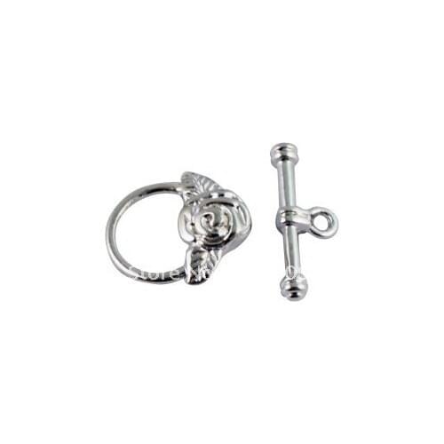 80Sets Silver Color Plate Rose Toggle Clasps A26SP