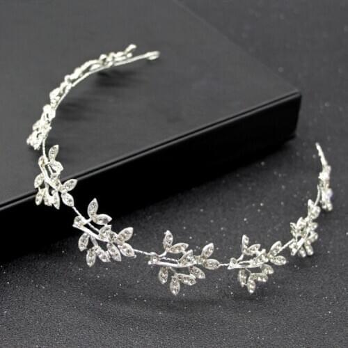 Leaf Hair Band Wedding Hair Accessories for Women Girls Headband Hair Ornaments Headpiece Rhinestone Crown Hair Jewelry