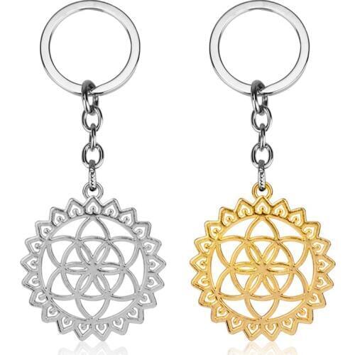 MQCHUN Flower Of Life Key Chain Pendant Mandala Key Chain Sacred Geometry Keychain Jewelry For Women Gifts-50