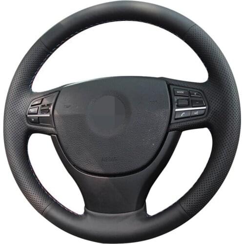 Car Steering Wheel Cover Black Genuine Leather Hand-stitched For BMW F10 F07 (GT) 2009-2017 F11 (Touring) 2010-2017 F01 F02