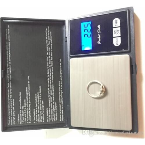 Electronic Black Digital Pocket Weight Scale 100g 200g 0.01g 500g 0.1g Jewelry Diamond Scale Balance Scales LCD Display with Ret