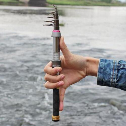 Hot Sale! 1.3-2.7m Mini Telescopic Carbon Fiber Outdoor Sea Portable Spinning Fishing Rod Pole Travel Sea Boat Rock Fish Tackle