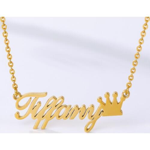 Customized Jewelry Women Statement Name Pendant Crown Heart Butterfly Star Bow Symbol Nameplated Necklace Bridesmaid Gift Choker