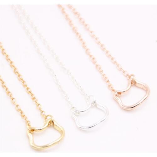 Colorful animal pendant necklace hollow out cat head pendant necklace designed for women