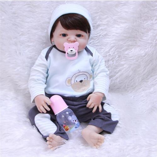 22" girl boy bebe doll reborn full body silicone vinyl reborn babies real dolls children bath doll toys realista bonecas reborn